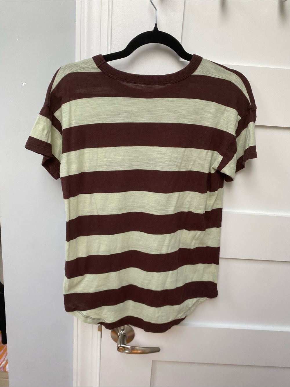 Madewell Brown and light mint Striped Short Sleeve cotton Tee size small - Picture 3 of 4